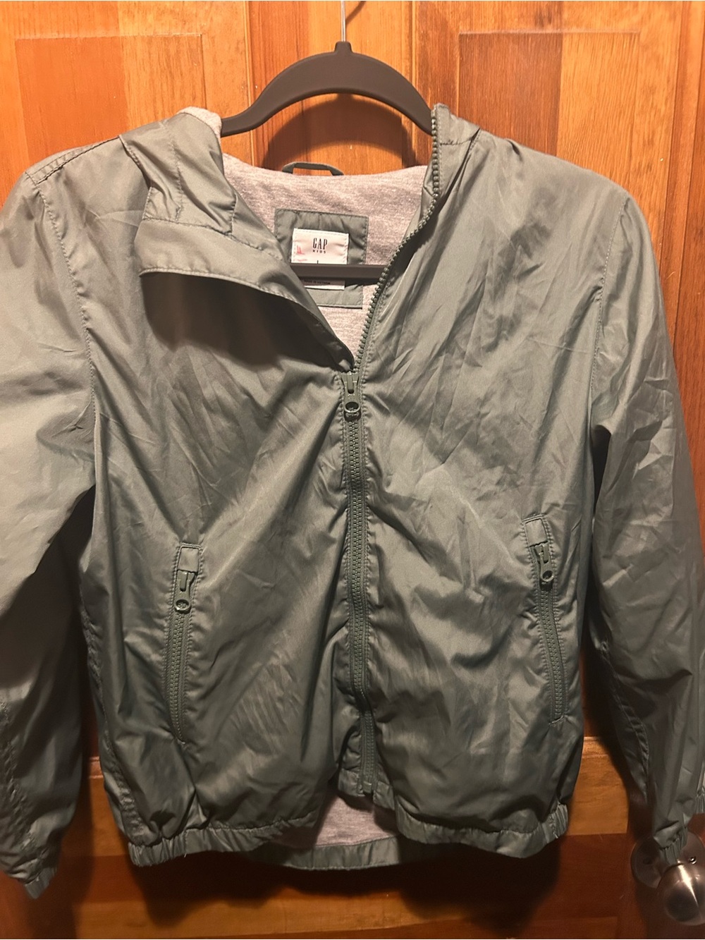 GAP Lightweight Lined Hooded Windbreaker Jacket - Sage Green
